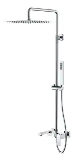 Boheme Qubic Душевая стойка: смеситель, ручной душ, излив, шланг, верхний душ 30 см, цвет: chrome 478-CR