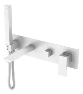 Boheme Qubic Смеситель встраиваемый с душевым набором - ручной душ, излив 21 см, цвет: matt white 474-2-MW