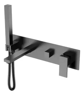 Boheme Qubic Смеситель встраиваемый с душевым набором - ручной душ, излив 21 см, цвет: gun metall 474-2-GM