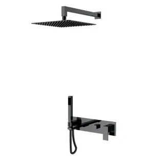 Boheme Qubic Душевой комплект встраиваемый - смеситель, верхний, ручной душ, цвет: shine gun metall 474-SGM