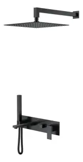 Boheme Qubic Душевой комплект встраиваемый - смеситель, верхний, ручной душ, шланг, цвет: black 474-B