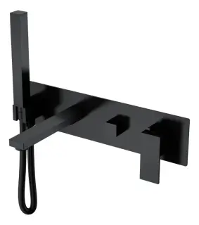 Boheme Qubic Смеситель встраиваемый с душевым набором - ручной душ, излив 21 см, шланг, цвет: black 474-2-B