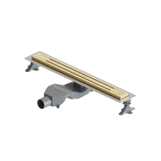 Boheme Трап линейный 60 см, с решеткой со щелью для воды и сифоном, цвет: gold 983-60-G