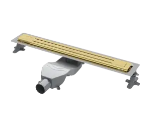 Boheme Трап линейный 80 см, с решеткой со щелью для воды и сифоном, цвет: gold 983-80-G