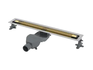 Boheme Трап линейный 80 см, с решеткой со щелью для воды и сифоном, цвет: gold 981-80-G