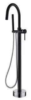 Boheme Uno Смеситель напольный с душевым набором - ручной душ, шланг, держатель, цвет: black/chrome 469-BCR