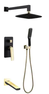 Boheme Venturo Душевой комплект встраиваемый - смеситель, верхний, ручной душ, шланг, цвет: black 384-B-2