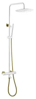 Boheme Uno Душевая стойка: термостат, ручной душ, шланг, верхний душ 30 см, цвет: white/gold 468-T-WG