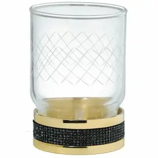 Boheme Royal Cristal Стакан настольный, стеклянный полупрозрачный, цвет: gold/black 10931-G-B