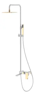Boheme Q Душевая стойка: смеситель, ручной душ, излив, шланг, верхний душ 20 см, цвет: white/gold 148-WG.2
