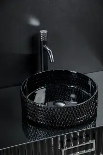 Boheme Monaco Раковина чаша 39х39х12h см, без перелива, хрусталь, цвет: black 817-B