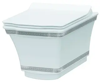 Boheme Hermitage Унитаз подвесной 52х37 безободковый, смыв каскадный, с узором chrome, цвет: white 951-CR