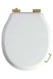 Boheme Vogue Крышка-сиденье для унитаза, с микролифтом, массив дерева, фурнитура gold, цвет: white 906-W-G