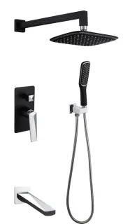 Boheme Venturo Душевой комплект встраиваемый - смеситель, верхний, ручной душ, шланг, цвет: black 374-B-2