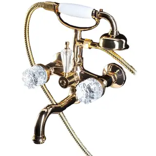Boheme Crystal Смеситель для ванны с душевым комплектом: ручной душ, шланг, излив 21,5 см, цвет:gold 293-CRST