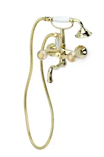 Boheme Flora Смеситель для ванны с душевым комплектом: ручной душ, шланг, излив 21,5 см, цвет: gold 293-FL