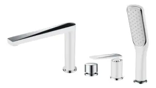 Boheme Venturo Spirale Смеситель на борт ванны, на 4 отверстия, с ручным душем, цвет: white 370-W