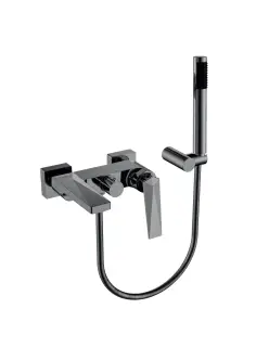 Boheme Venturo Смеситель для ванны с душевым набором, излив 20 см, цвет: shine gun metall 373-SGM