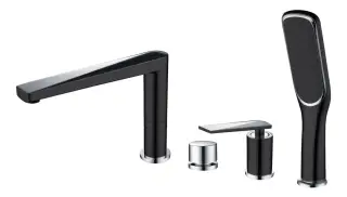 Boheme Venturo Spirale Смеситель на борт ванны, на 4 отверстия, с ручным душем, цвет: black 370-B