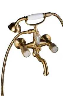 Boheme Royal Cristal Смеситель для ванны с душевым комплектом: ручной душ, излив 21,5см, цвет: bronz 313-Royal/CRST
