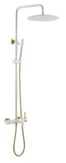 Boheme Uno Душевая стойка: смеситель, ручной душ, шланг, верхний душ 30 см, цвет: white/gold 468-WG