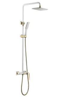 Boheme Uno Душевая стойка: смеситель, излив, ручной душ, шланг, верхний душ 25 см, цвет: white 388-W