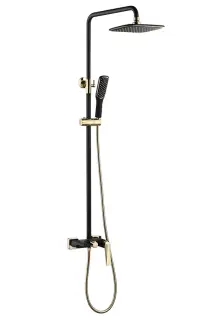 Boheme Venturo Душевая стойка: смеситель, излив, ручной душ, шланг, верхний душ 25 см, цвет: black 388-B