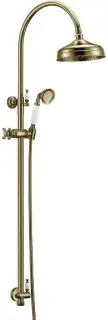 Boheme Medici Душевая стойка: ручной душ 1 вид струи, шланг 150 см, верхний душ 20 см, цвет: bronze 401