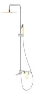 Boheme Q Душевая стойка: смес., ручной душ 1 вид струи, шланг, верхний душ 20 см, цвет: white/gold 148-WG