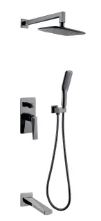 Boheme Venturo Душевой комплект встраиваемый - смеситель, верхн. и ручн. душ, цвет: shine gun metall 374-SGM-2