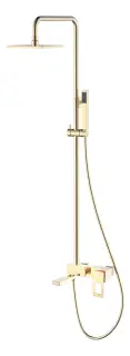 Boheme Q Душевая стойка: смеситель, ручной душ 1 вид струи, шланг, верхний душ 20 см, цвет: gold 148-GG