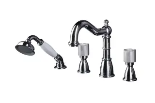 Boheme Royal Cristal Spirale Смеситель на борт ванны, на 4 отверстия, с ручным душем, цвет: chrome 396-Royal/CRST