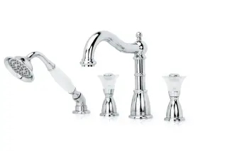 Boheme Camelia Spirale Смеситель на борт ванны, на 4 отверстия, с ручным душем, цвет: chrome 396-Camelia
