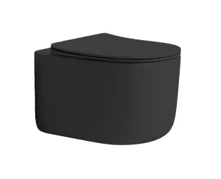 Boheme Flow Унитаз подвесной безободковый 36х51,5 см, смыв торнадо, сиденье микролифт, цвет: black 969-SET-B