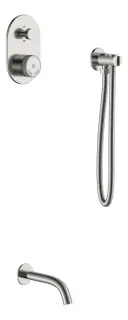 Boheme Tech Смеситель для ванны встраиваемый на 2 потребителя, излив 20 см, цвет: nickel brush 154-NB