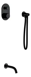 Boheme Tech Смеситель для ванны встраиваемый на 2 потребителя, излив 20 см, цвет: black 154-B