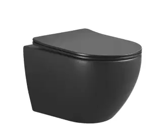 Boheme Bianca Унитаз подвесной 49х36 безободковый, смыв каскадный, крышка микролифт, цвет: black 961-SET-2-B