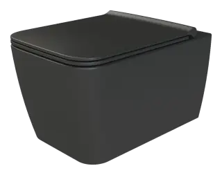Boheme Zen Унитаз подвесной 51,8х37 безободковый, смыв каскадный, крышка микролифт, цвет: black 967-SET-B
