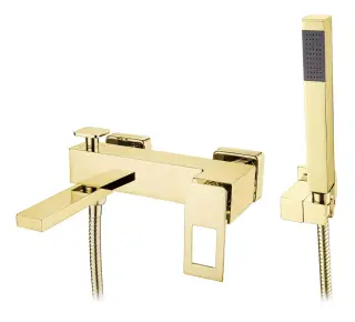 Boheme Q Смеситель для ванны с душевым комплектом: ручной душ, шланг 150 см, держатель, цвет: gold 143-GG