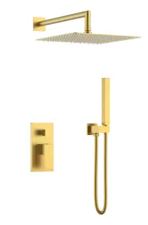 Boheme Qubic Душевой комплект встраиваемый - смеситель, верхний и ручной душ, цвет: matt gold 474-3-MG