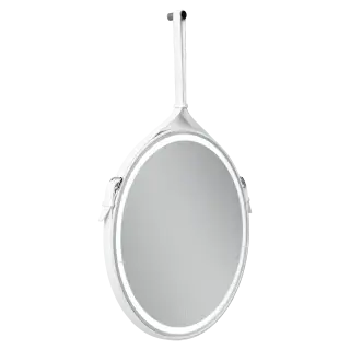 Зеркало для ванной комнаты  SANCOS Леди (Dames) D650 с подсветкой, ремень из натуральной белой кожи, арт. DA650W
