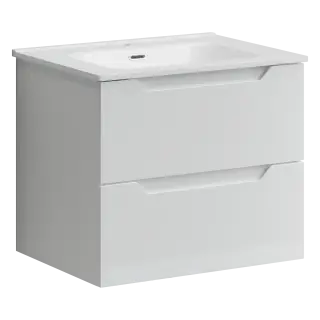 Тумба подвесная SANCOS Норма 2.0 (Norma 2.0) 590х450х500, c двумя ящиками оснащенными доводчиками, белый глянец, арт. NR2.060W
