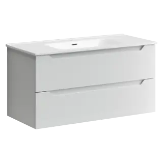 Тумба подвесная SANCOS Норма 2.0 (Norma 2.0) 990х450х500, c двумя ящиками оснащенными доводчиками, белый глянец, арт. NR2.100W