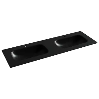 Раковина накладная мебельная Grace прямоугольная 1410x457x137 с двумя чашами и отверстиями под смеситель, цвет черный матовый CN7022MB