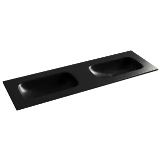 Раковина накладная мебельная Grace прямоугольная 1410x457x137 с двумя чашами без отверстий под смеситель, цвет черный матовый CN7022MBwx