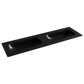 Раковина накладная мебельная Grace прямоугольная 1610x457x137 с двумя чашами без отверстий под смеситель цвет черный матовый CN7023MBwx