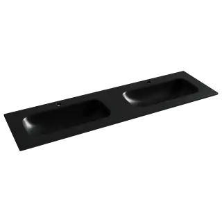 Раковина накладная мебельная Grace прямоугольная 1610x457x137 с двумя чашами и отверстиями под смеситель цвет черный матовый CN7023MB