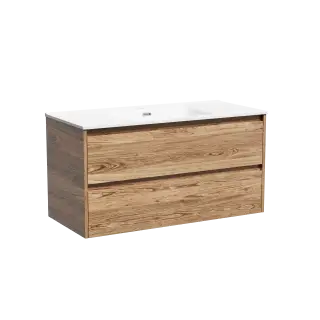 Тумба подвесная SANCOS Libra 990х450х500, c двумя ящиками оснащенными доводчиками, дуб чарльстон, арт. LB100ECH