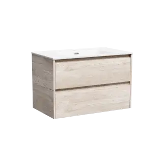 Тумба подвесная SANCOS Libra 790х450х500, c двумя ящиками оснащенными доводчиками, дуб галифакс натуральный, арт. LB80EG