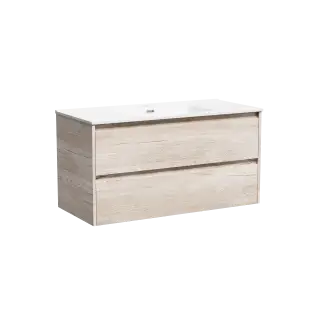 Тумба подвесная SANCOS Libra 990х450х500, c двумя ящиками оснащенными доводчиками, дуб галифакс натуральный, арт. LB100EG